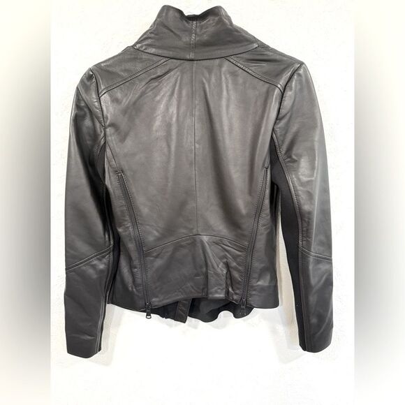 Trouve Black Drape Front Leather Moto Jacket XS EUC Lightweight - Picture 3 of 5